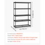 VEVOR Storage Shelving, 1134 kg, 5-Tier Heavy-Duty Garage Shelving Unit, 457.2 x 1219.2 x 1828.8 mm, Adjustable Garage Shelving Unit for Industrial Storage, Basement Shelving, for Kitchen, Warehouse, Cellar, Black