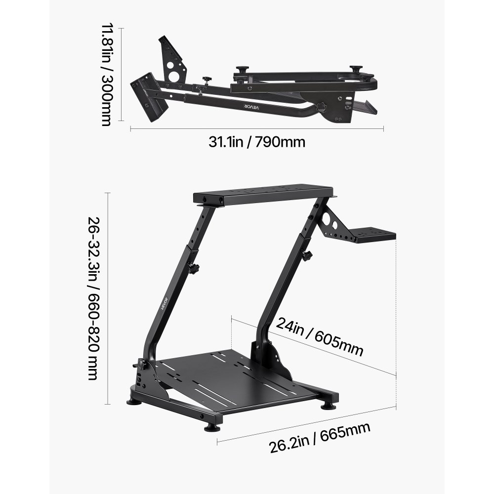 VEVOR Podstawka pod kierownicę, regulowana i składana, symulator do Logitech G29 G27 G920 G923, Thrustmaster T300RS T300GT T248 TS-PC TSXW Gaming Cockpit, symulator pedałów nie jest dołączony