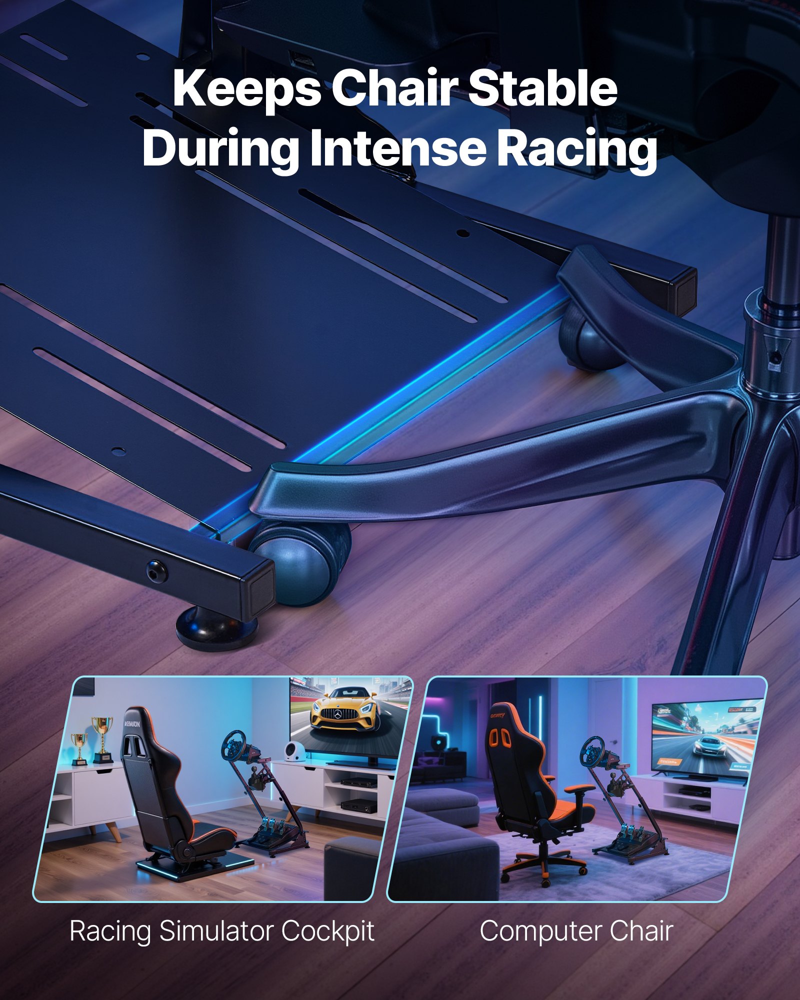 VEVOR Podstawka pod kierownicę, regulowana i składana, symulator do Logitech G29 G27 G920 G923, Thrustmaster T300RS T300GT T248 TS-PC TSXW Gaming Cockpit, symulator pedałów nie jest dołączony