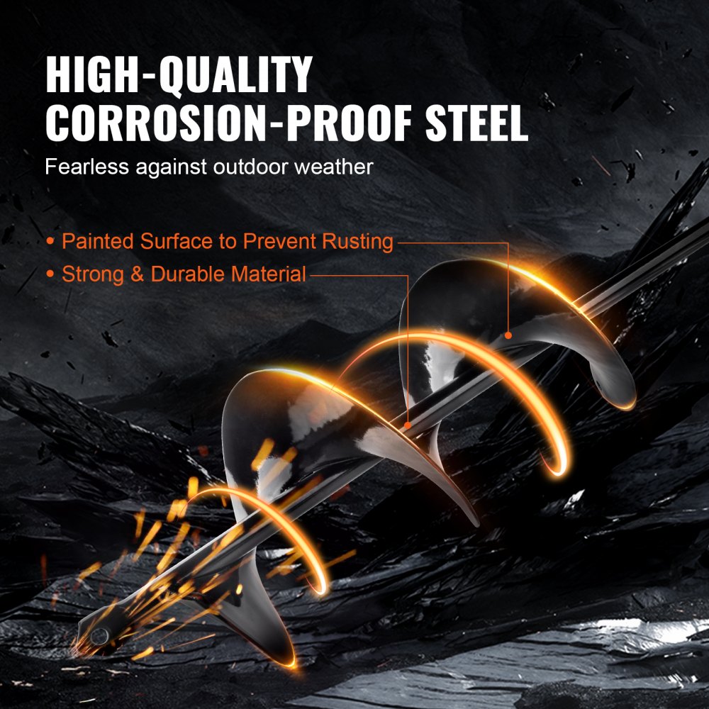 Świder ogrodowy VEVOR φ47x400m i φ97x400mm Świder ziemny do wiertarki elektrycznej Ślimak ze stalowym słupkiem PCM Nadaje się do wiertarki sześciokątnej 3/8" (9,53 mm) Świder kręty Świder z otworem ziemnym do sadzenia i mieszania nasion