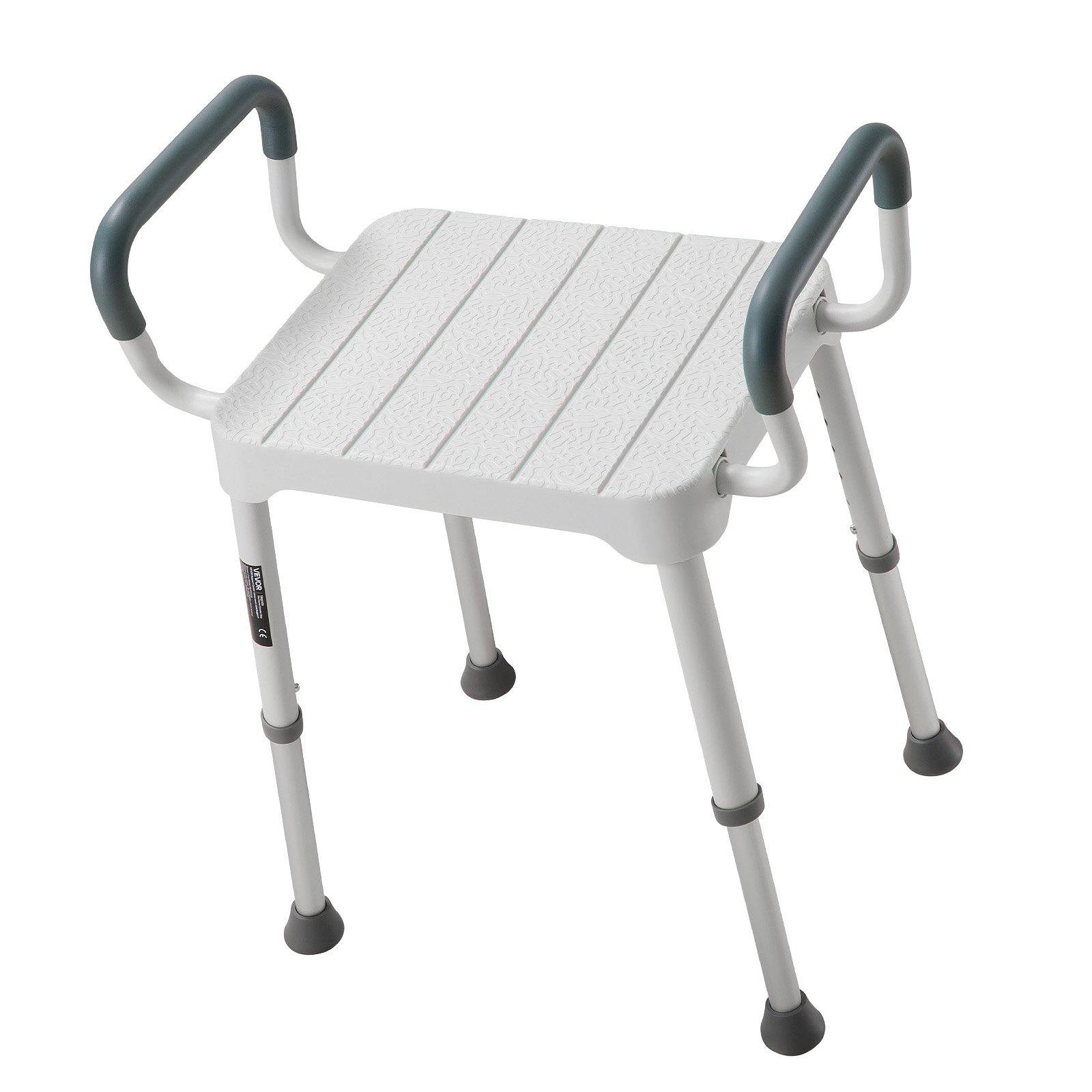 Taboret prysznicowy VEVOR, udźwig 181,4 kg, 6-poziomowa regulacja wysokości, antypoślizgowe nóżki z gumy TPR, aluminiowa rama dla seniorów, osób niepełnosprawnych i z urazami