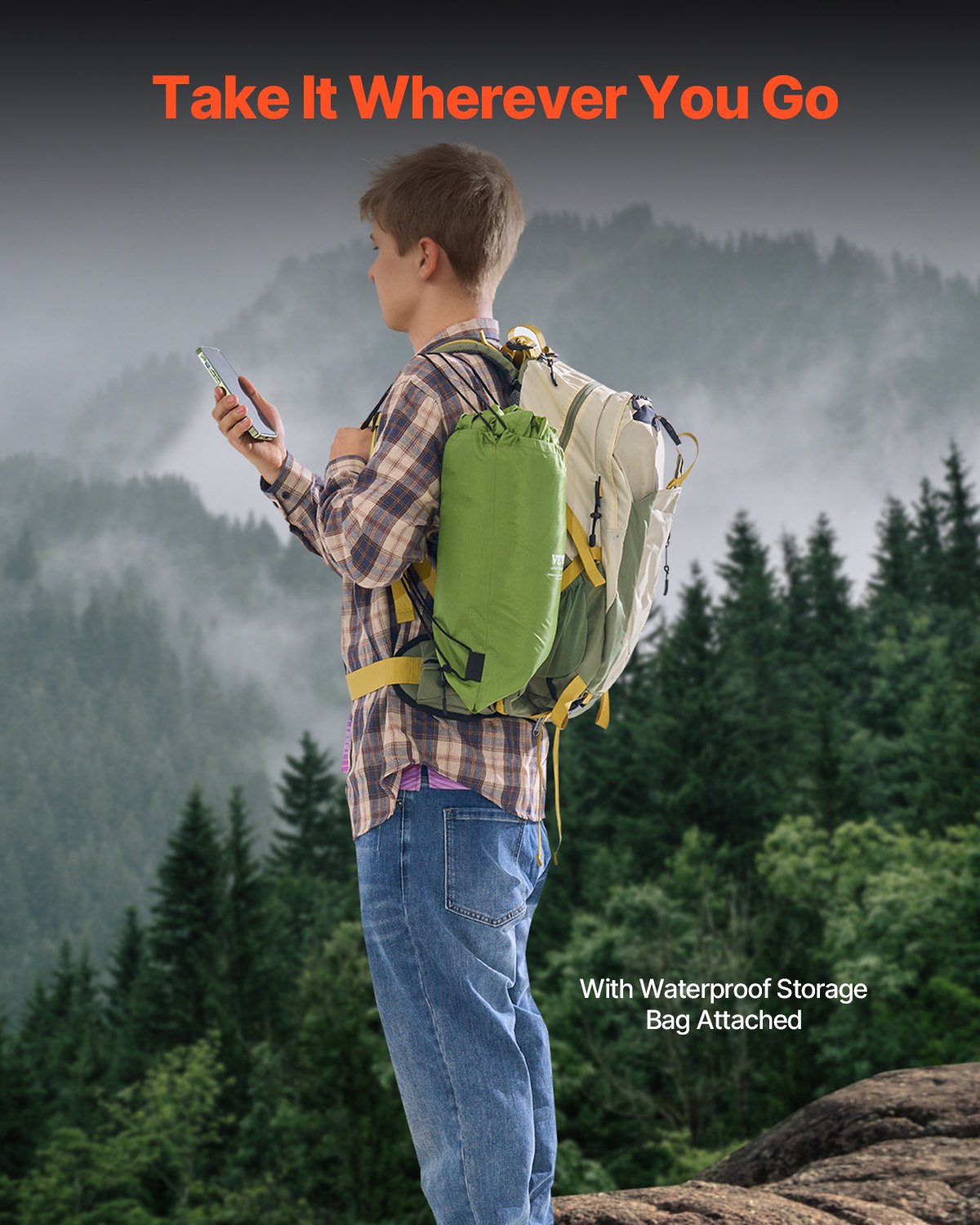 Koc kempingowy VEVOR 2,08 x 1,4 m, duży, ciepły koc stadionowy, wodoodporny i wiatroszczelny, polar poliestrowy 330 g/m², trudnopalny, idealny na zewnątrz, pikniki, wędrówki, imprezy sportowe, podróże, dwukolorowy