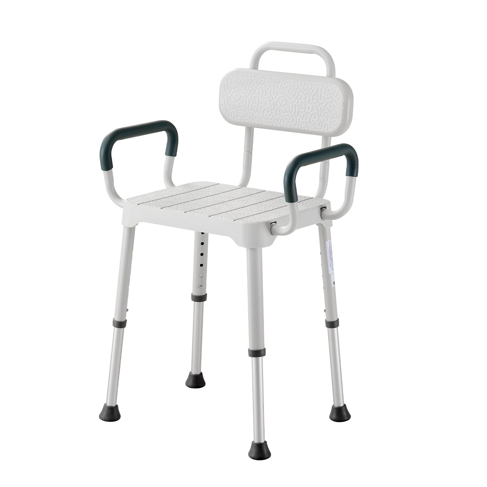Krzesło prysznicowe VEVOR 181,4 kg, 6-stopniowa regulacja wysokości siedziska prysznicowego z podłokietnikami, rama ze stopu aluminium, do prysznica lub wanny, odpowiednie dla seniorów, osób niepełnosprawnych i osób rannych