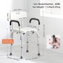 Taboret prysznicowy VEVOR krzesło prysznicowe 390-520 mm z regulacją wysokości, stołek łazienkowy siedzisko łazienkowe 158,8 kg nośność, stabilny stołek prysznicowy pomoc prysznicowa uchwyt do wanny rama ze stopu aluminium, siedzisko prysznicowe białe