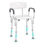Taboret prysznicowy VEVOR krzesło prysznicowe 390-520 mm z regulacją wysokości, stołek łazienkowy siedzisko łazienkowe 158,8 kg nośność, stabilny stołek prysznicowy pomoc prysznicowa uchwyt do wanny rama ze stopu aluminium, siedzisko prysznicowe białe