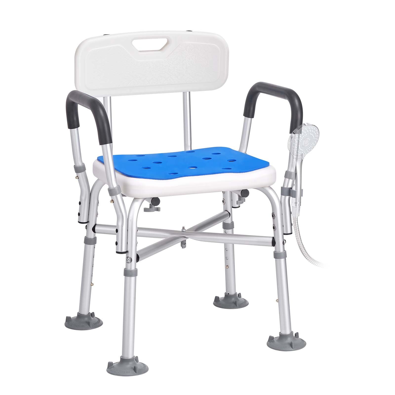 Taboret prysznicowy VEVOR krzesło prysznicowe 420-520 mm z regulacją wysokości, stołek łazienkowy siedzisko łazienkowe 181,4 kg nośność, stabilny stołek prysznicowy pomoc prysznicowa uchwyt do wanny rama ze stopu aluminium, siedzisko prysznicowe białe