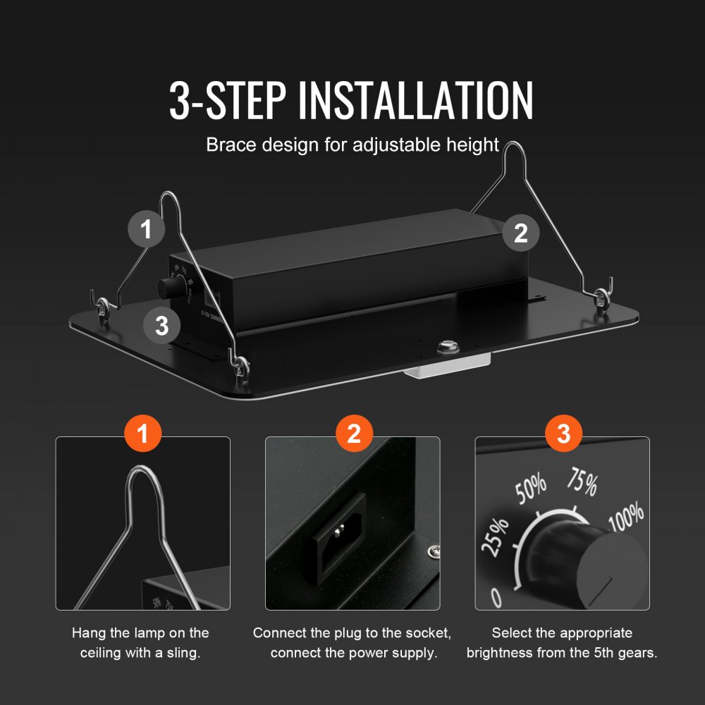 VEVOR 150W Ściemnialna lampa LED do roślin 30x40x12cm Lampa do roślin 50 000 godzin Pełne spektrum Strumień świetlny 19000lm Lampa do wzrostu 760nm Długość fali podczerwieni Lampa do roślin Szklarnie Namioty do uprawy Balkony