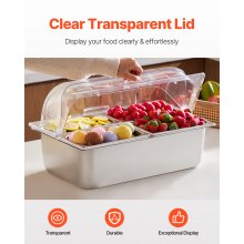 Pojemnik VEVOR do serwowania, dozownik przypraw do cateringu, 4 x 1/4 pojemniki z pokrywką