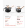 VEVOR Saucepan Set, 1.5 QT & 2.5 QT Nonstick Saucepan with Glass Lids, Multipurpose Cooking Sauce Pots with Detachable Handles, Sauce Pan Kitchen Cooking Pot with Coating, Induction Compatible, Black