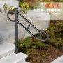 VEVOR 40.5" c vertical handrail for 1-3 step heights with dimensions labeled.