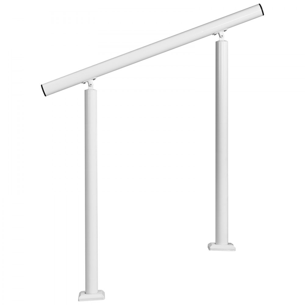 Poręcze VEVOR do schodów zewnętrznych, zestaw balustrad schodowych na 2-3 stopnie, białe, poręcz schodowa na werandę i taras, okrągła rura aluminiowa, regulowany kąt 0-60°, do montażu na podłodze, z poprzeczkami