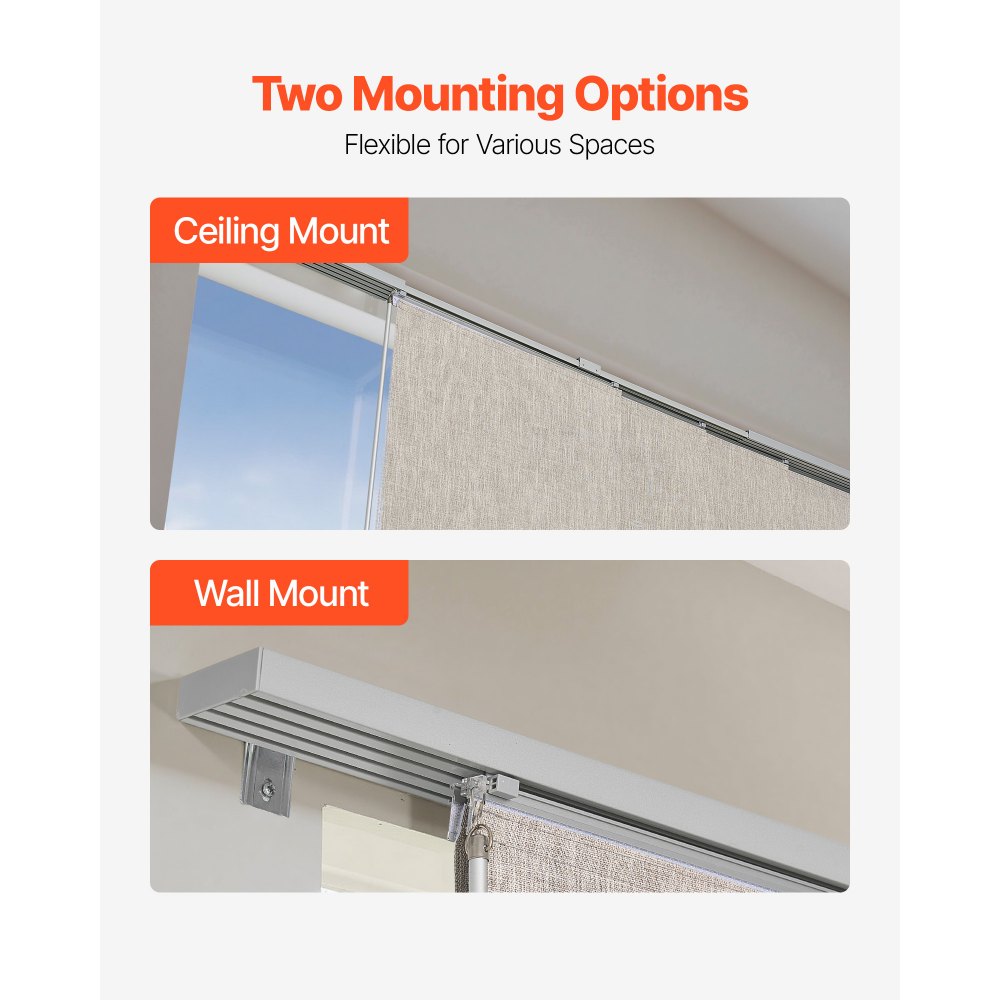 VEVOR Panel Track Blinds, Extendable Track from 116 cm to 218 cm W, Trimmable Panel Curtains Up to 243cm H, Vertical Blackout Panel Blinds for Sliding Doors, Patio Doors, Room Divider, Windows, Brown