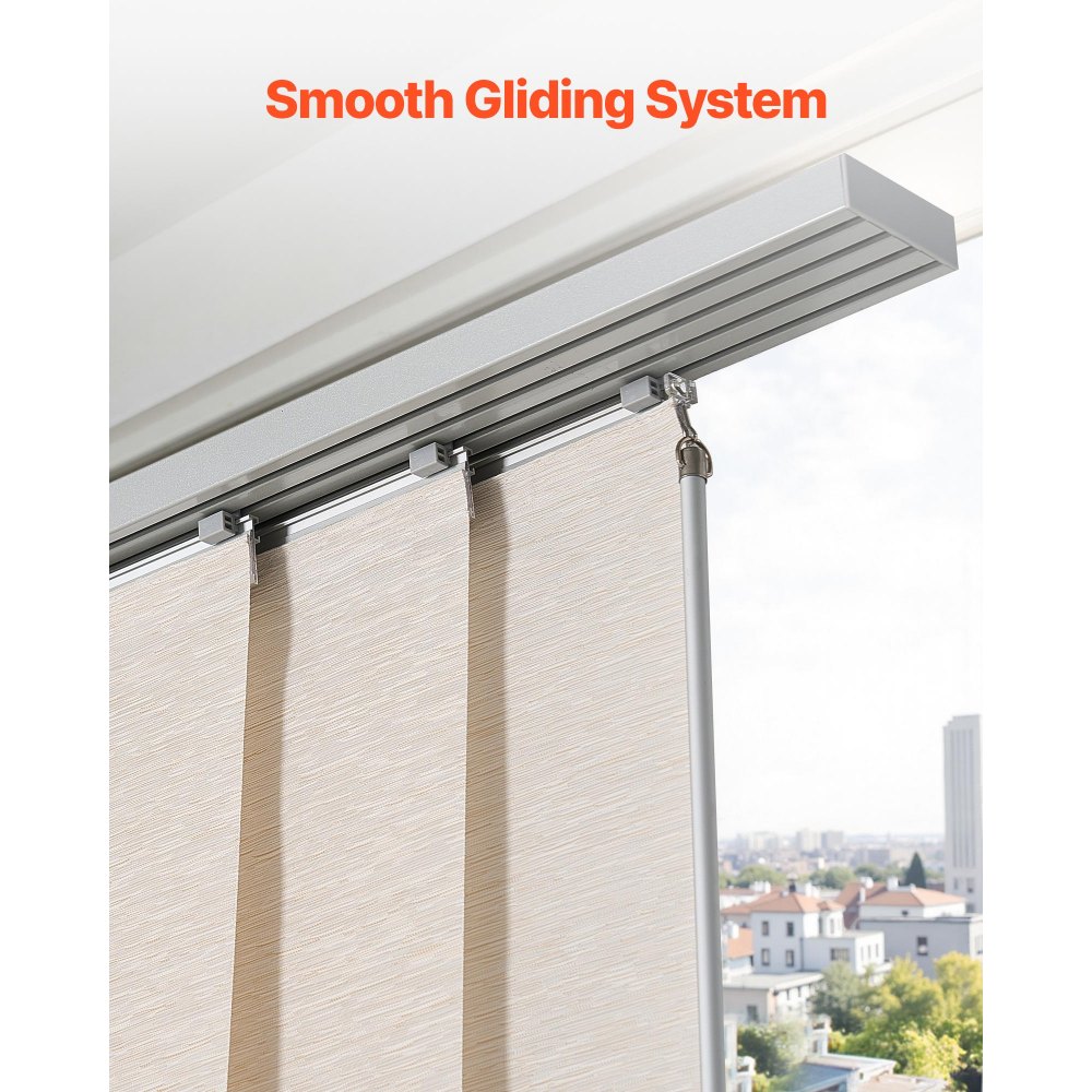 Zasłony panelowe VEVOR, rozsuwana szyna od 116 cm do 218 cm (szer.), docinane zasłony panelowe do 243 cm (wys.), regulowane zasłony przesuwne do drzwi tarasowych, jasnobrązowe
