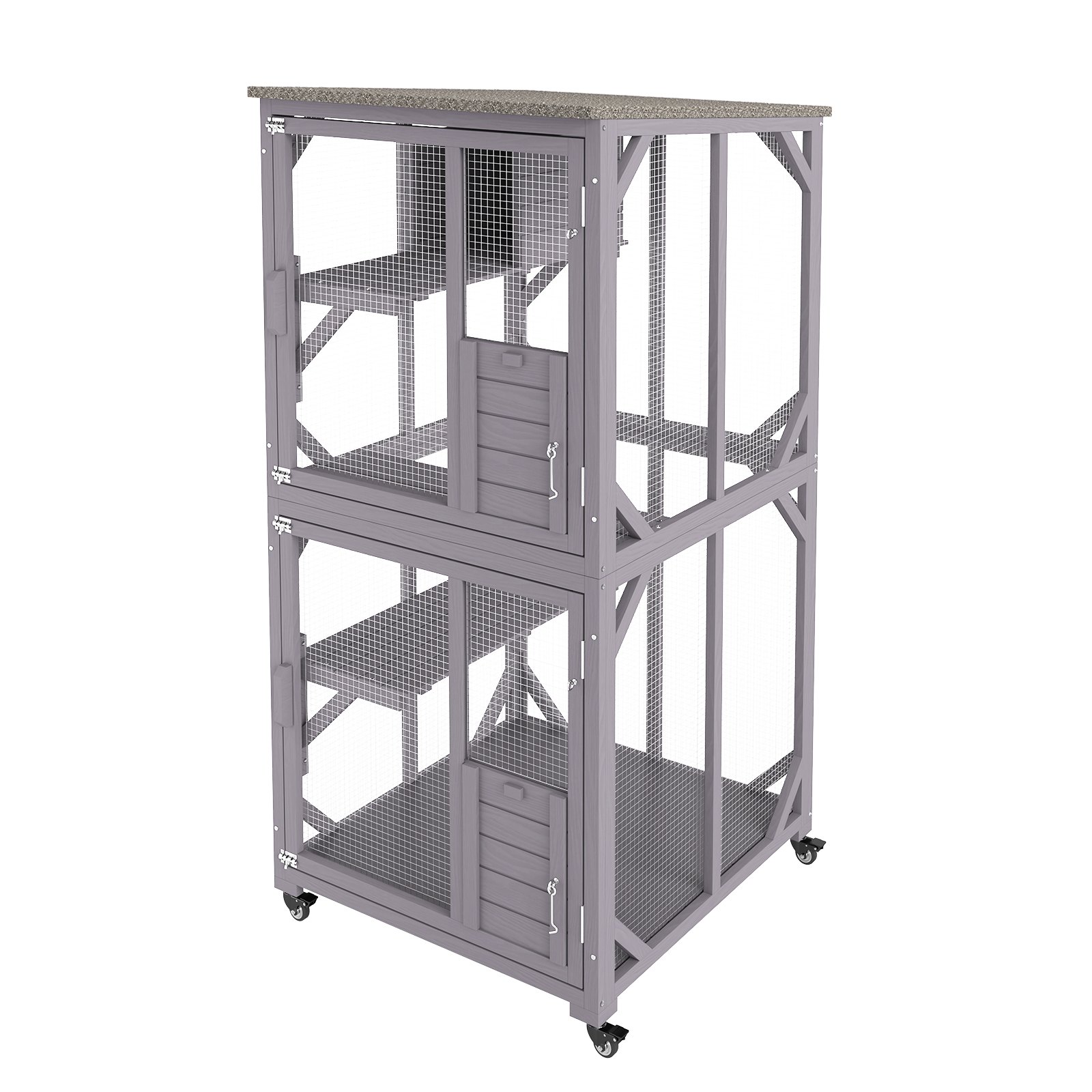 Klatka dla kota VEVOR z 3 poziomami i 1 drzwiami, 760x865x1630 mm, klatka dla małych zwierząt wykonana z ocynkowanej siatki drucianej, drewno jodłowe, klatka dla gryzoni, 14 kg na poziom, idealna dla kotów i innych małych zwierząt