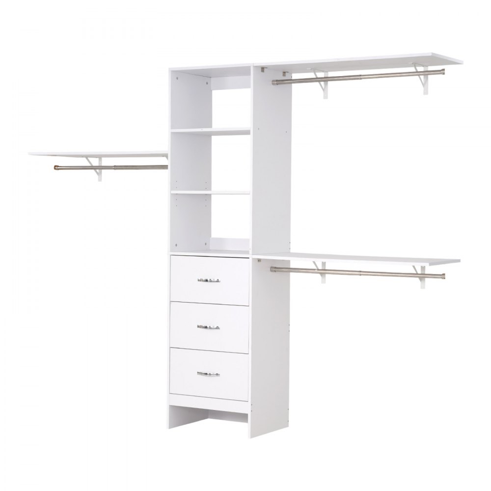 Wieszak na ubrania VEVOR z 3 szufladami, regulowany, drewniany, organizer do garderoby z 3 wysuwanymi drążkami na ubrania (575-1020 mm) System do garderoby typu walk-in