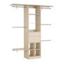 Wieszak na ubrania VEVOR z 2 szufladami, regulowany, drewniany, organizer do garderoby z 5 wysuwanymi drążkami na ubrania (46-81 cm) System do garderoby typu walk-in
