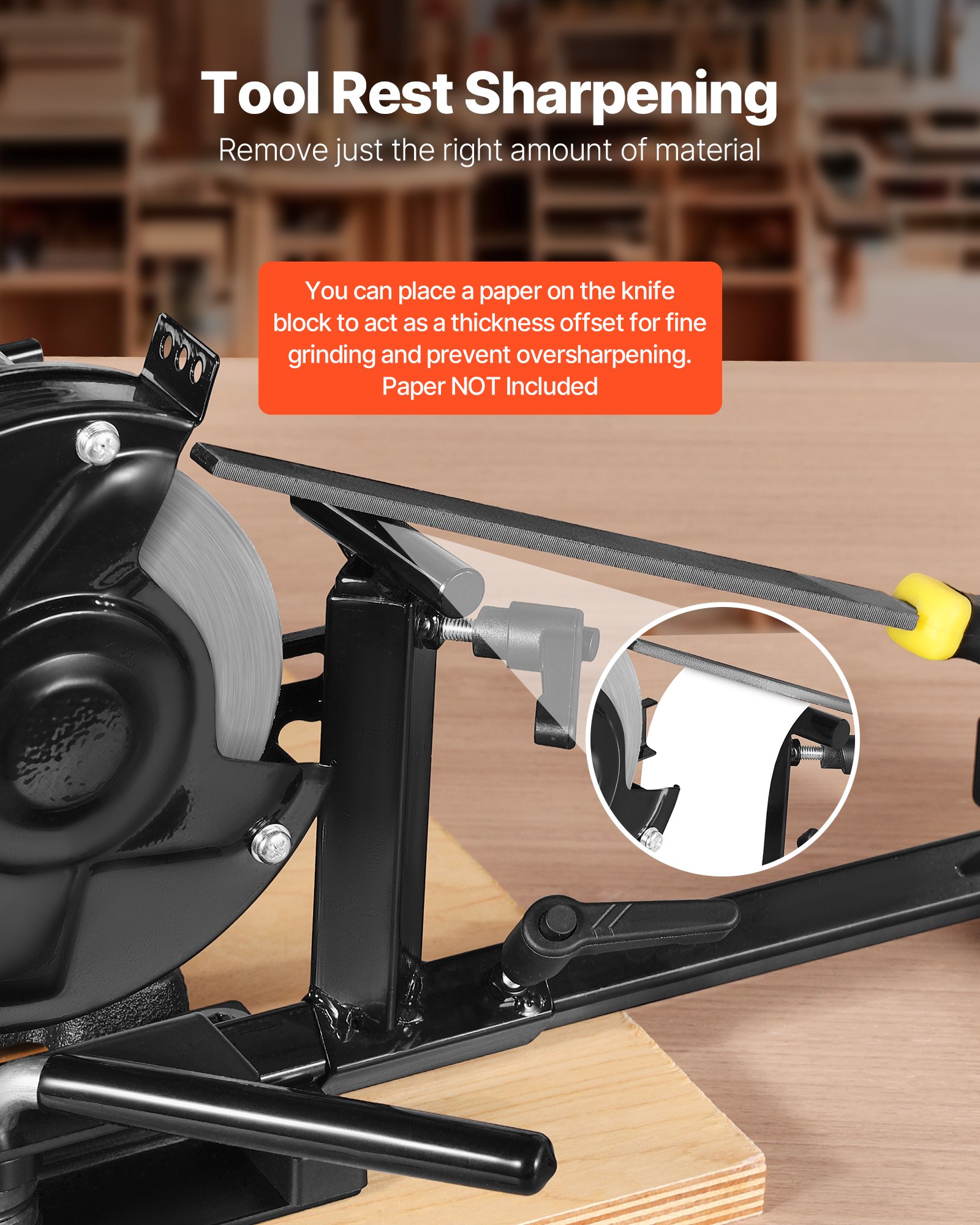 VEVOR Pro Grind Sharpening System, Multi-Grind Sharpening Jig for 152mm & 203mm Bench Grinder - with Platform Jig, Tool Rest Bar, Setup Block, Miter Slide, Micro Bevel Block, for Woodturning Tools