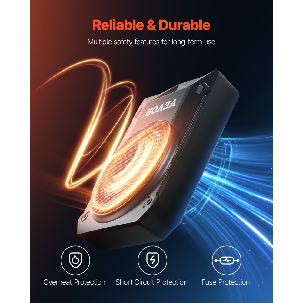 VEVOR Subwoofer samochodowy pod siedzenie 800 W, 203 mm, smukły, z zasilaczem, podsystemem ze zintegrowanym wzmacniaczem, wejściem wysokiego/niskiego poziomu i regulacją głośności do SUV-ów i ciężarówek