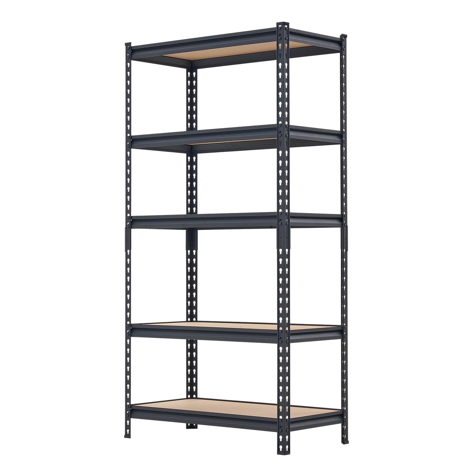 Regał magazynowy VEVOR o dużej wytrzymałości, 822 x 415 x 1594 mm, nośność 907,2 kg, ze stalową ramą, 5 regulowanych półek MDF, modułowy regał jako stół warsztatowy, elastyczny metalowy regał do piwnicy, garażu, warsztatu