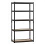 VEVOR Workshop Shelving Unit, 907 kg, 5-Tier Garage Storage Shelving Unit, 406x813x1596 mm, Boltless Shelving Unit, Heavy-Duty Shelving Unit, Metal Shelving for Garages, All-Purpose Shelving Unit, Ideal for Kitchen, Warehouse, Basement, Black
