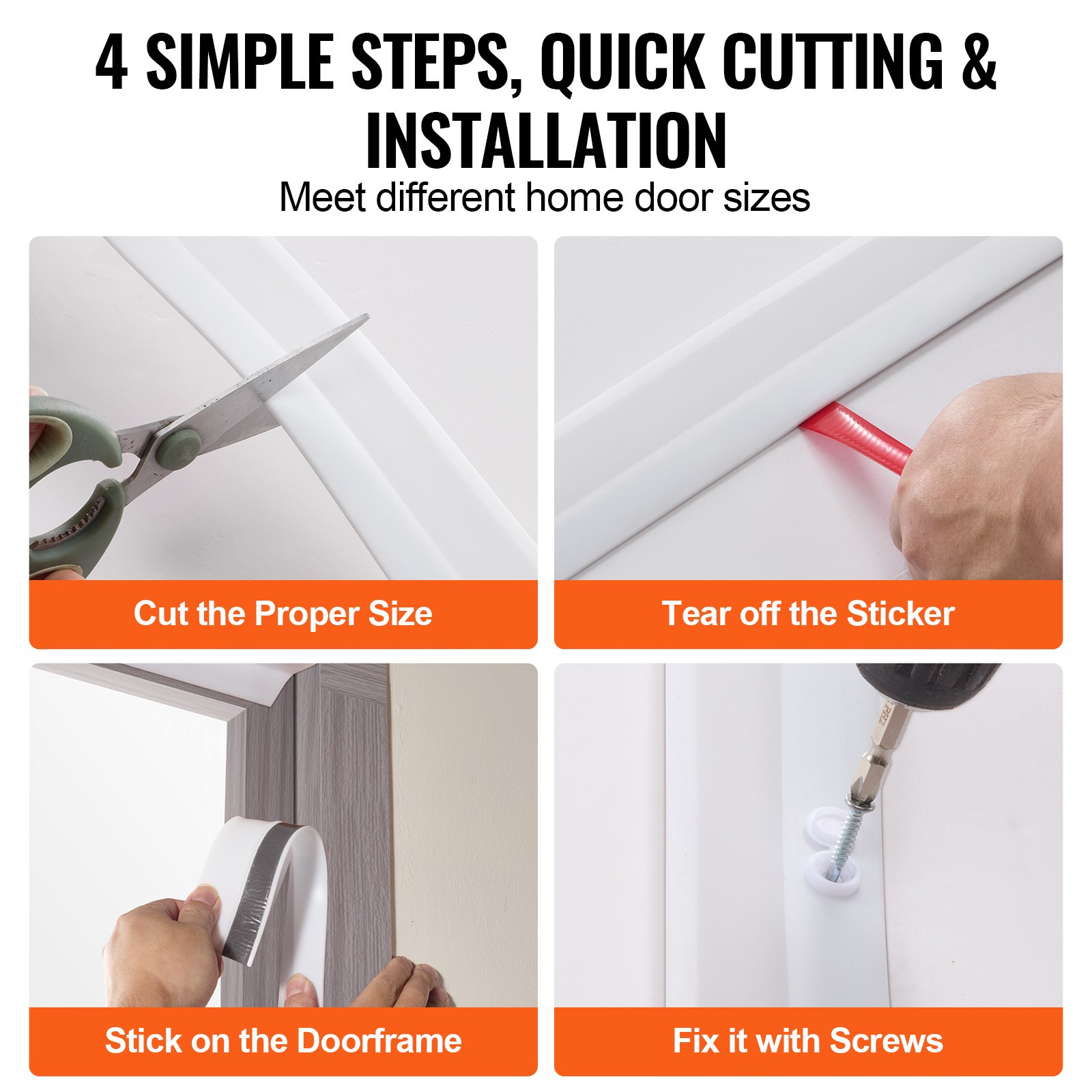 Uszczelka drzwi garażowych VEVOR, górna i boczna, 10,3 m, uniwersalna, zamienna, uszczelka z tworzywa TPE z klejem i śrubami