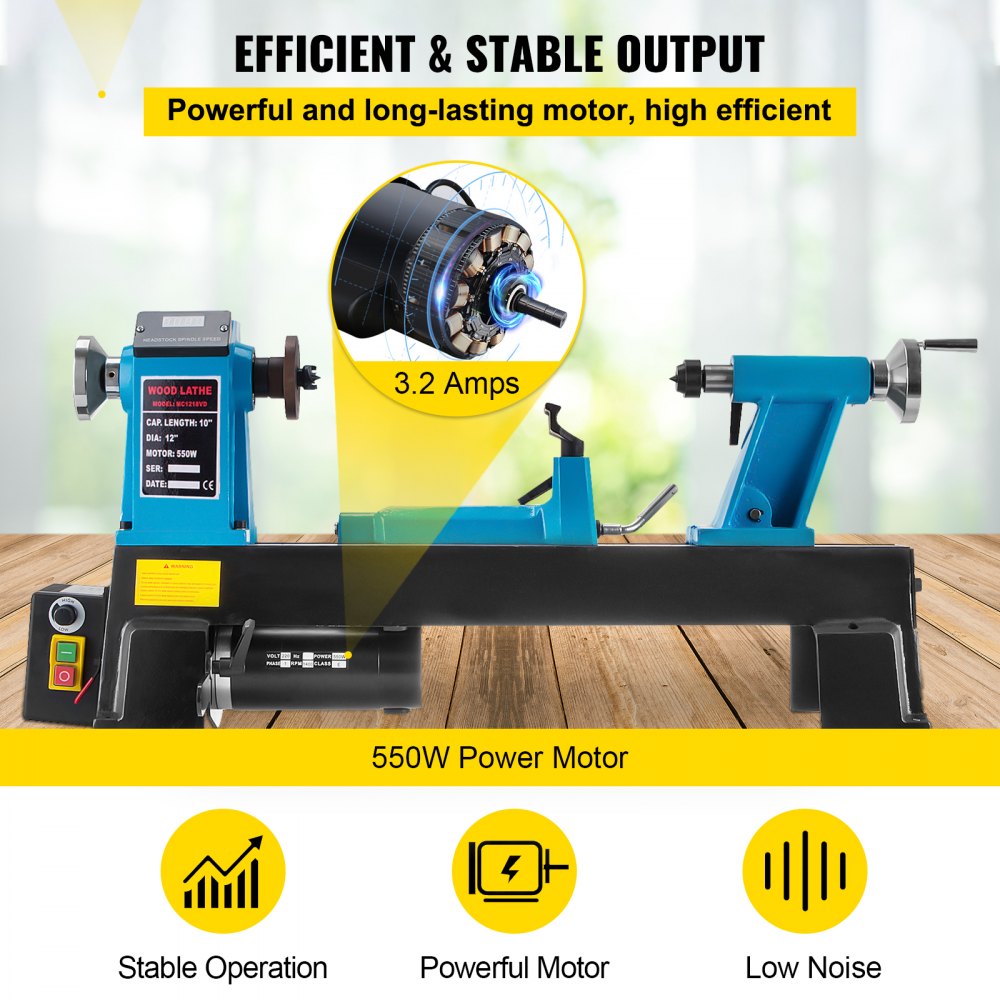 Tokarka VEVOR 300x457mm Tokarka 550W do drewna 500-3800rpm