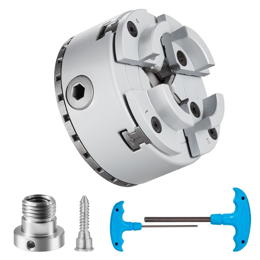 VEVOR Uchwyt tokarski KP96 Uchwyt tokarski 4-szczękowy φ96 mm z 45# Zakres mocowania 32-70 mm Gwint wewnętrzny uchwytu M33 x 3,5 TPI Dokładność ustawienia tokarki ≤0,3 mm Uchwyt tokarski do drewna