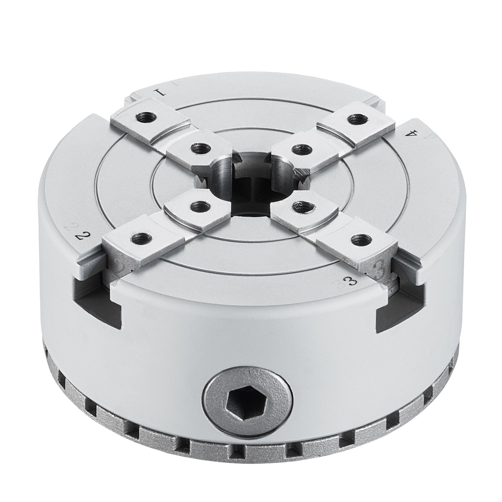 VEVOR Uchwyt tokarski KP96 Uchwyt tokarski 4-szczękowy φ96 mm z 45# Zakres mocowania 32-70 mm Gwint wewnętrzny uchwytu M33 x 3,5 TPI Dokładność ustawienia tokarki ≤0,3 mm Uchwyt tokarski do drewna
