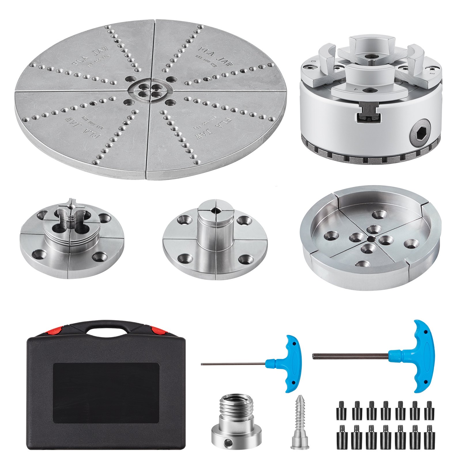 VEVOR Uchwyt tokarski KP965 5 typów szczęk Uchwyt szczękowy φ96 mm wykonany z 45# Zakres mocowania 32-70 mm Gwint wewnętrzny uchwytu M33 x 3,5 TPI Uchwyt tokarski Uchwyt tokarski