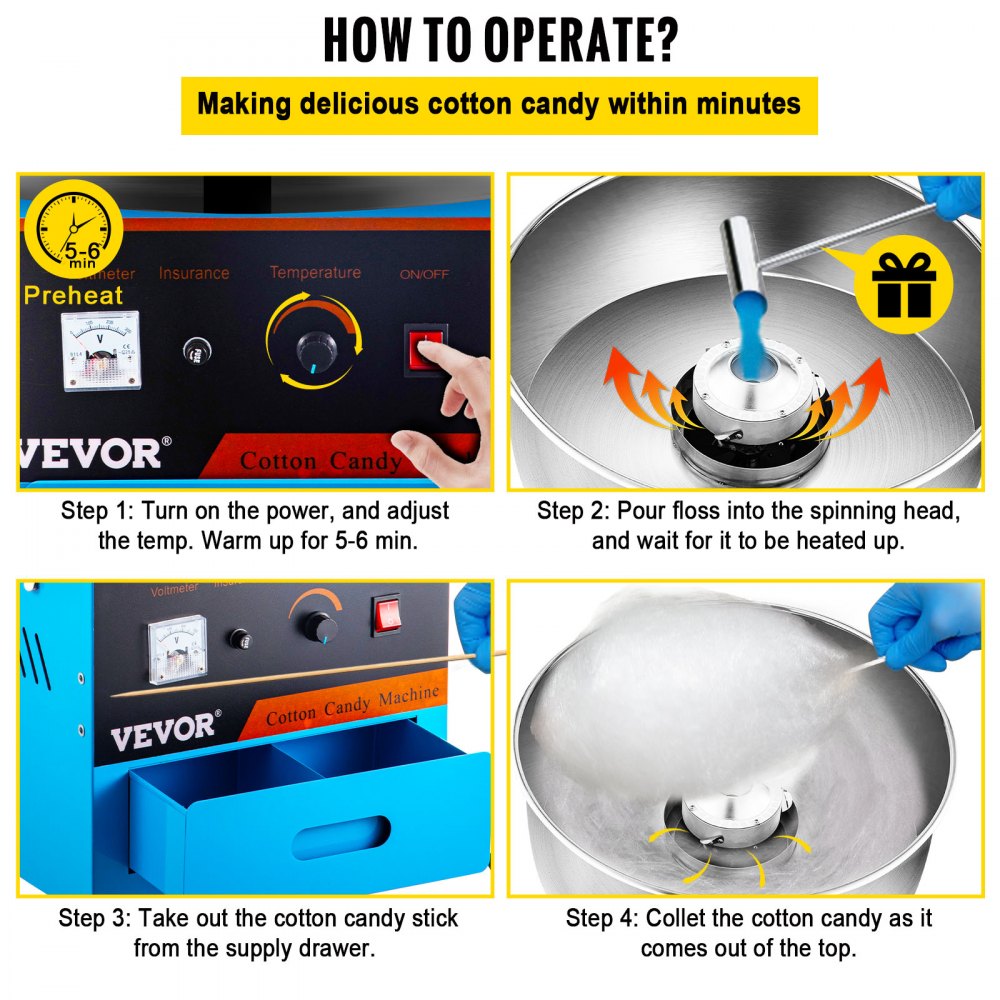 Elektryczna maszyna do waty cukrowej, profesjonalna maszyna do waty cukrowej z osłoną do użytku domowego