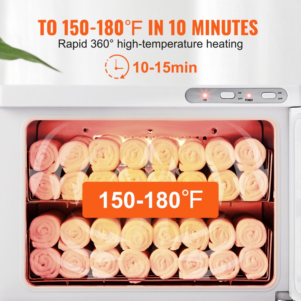 VEVOR 23 L Podgrzewacz ręczników Kompresy Podgrzewacz ręczników 50-60 ręczników, Szafka na ręczniki z lampą UV, Podgrzewacz kompresów Podgrzewacz ręczników z funkcją grzania 360°