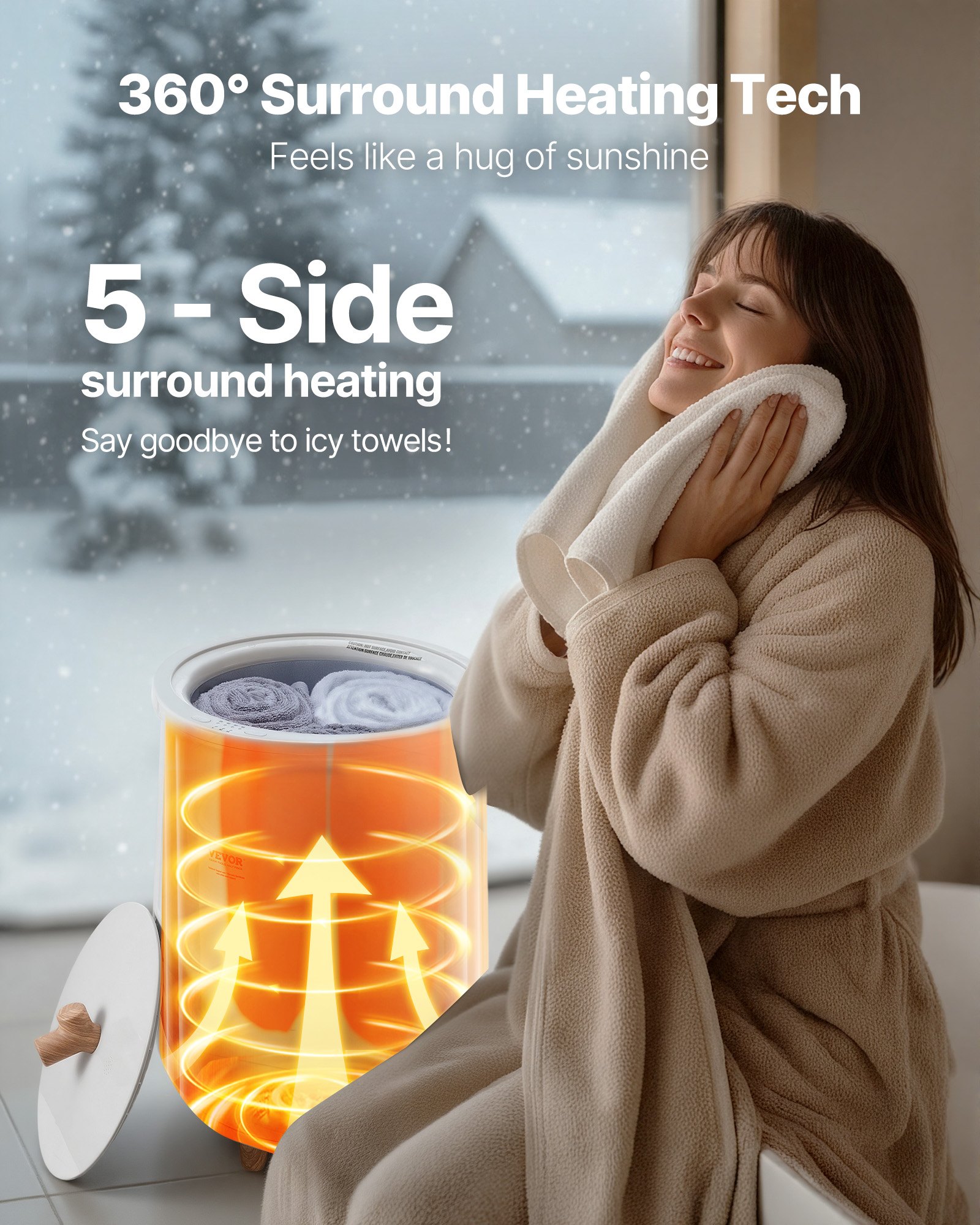 VEVOR Podgrzewacz ręczników 20 l z oświetleniem LED, automatycznym wyłącznikiem i kontrolą temperatury, podgrzewacz ręczników do spa, łazienki, pralni, szary, do podgrzewania ręczników