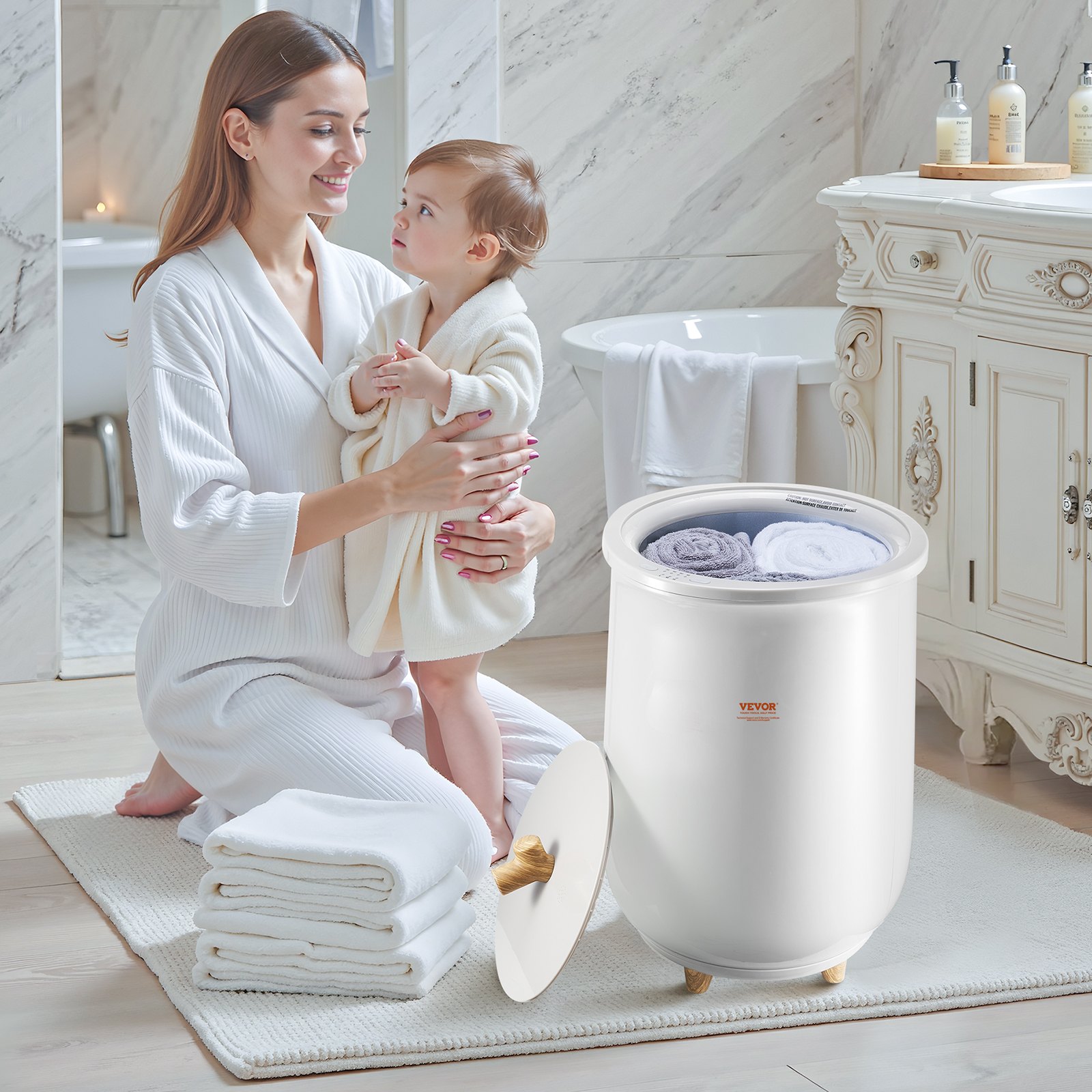 VEVOR Podgrzewacz ręczników 20 l z oświetleniem LED, automatycznym wyłącznikiem i kontrolą temperatury, podgrzewacz ręczników do spa, łazienki, pralni, szary, do podgrzewania ręczników
