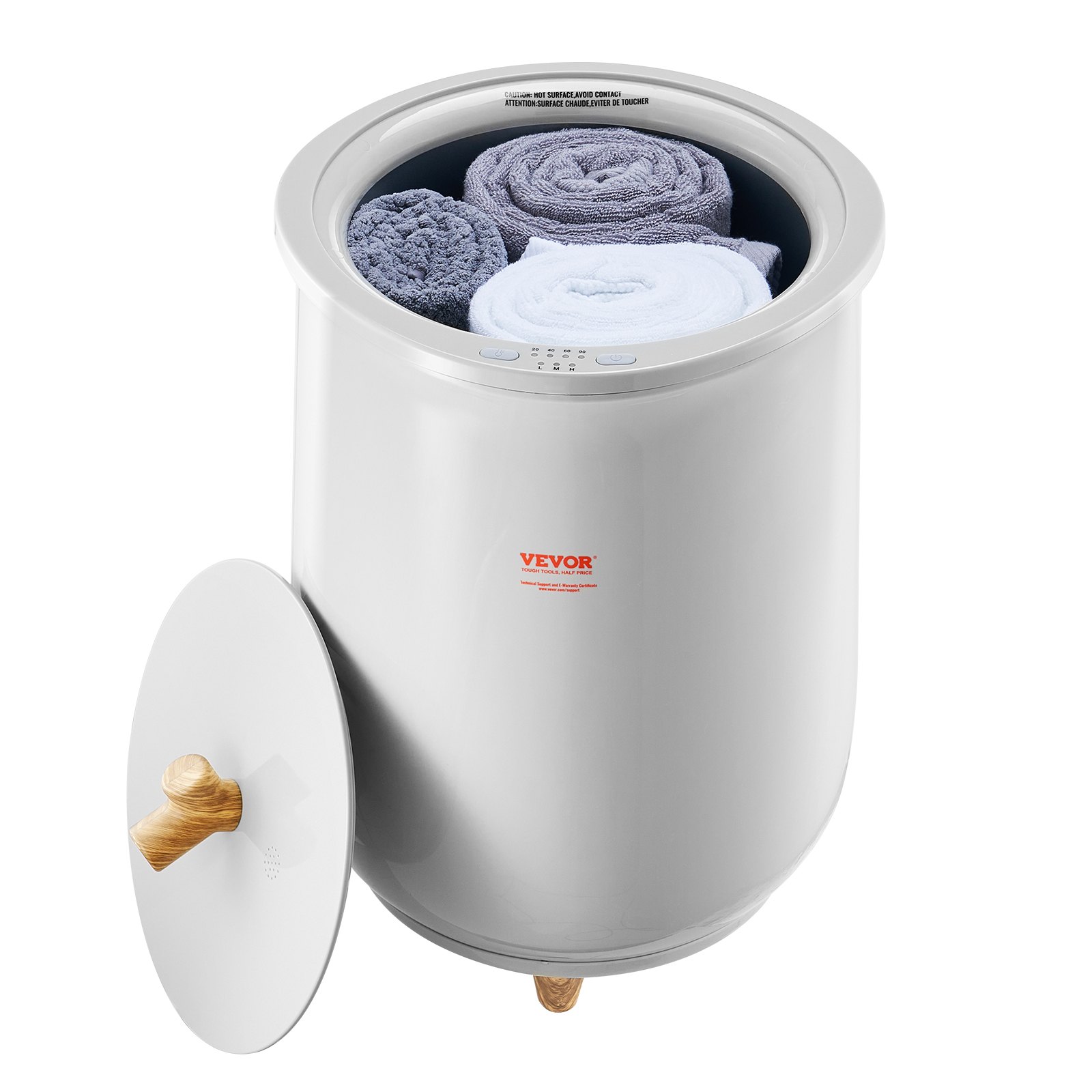 VEVOR Podgrzewacz ręczników 20 l z oświetleniem LED, automatycznym wyłącznikiem i kontrolą temperatury, podgrzewacz ręczników do spa, łazienki, pralni, szary, do podgrzewania ręczników