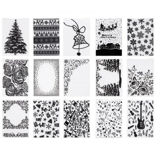 Teczki do wytłaczania VEVOR, 15 szt. 105x148 mm, teczki do wytłaczania do wycinarek i wytłaczarek VEVOR, szablony wytłaczane z tworzywa PP do scrapbookingu i tworzenia kartek