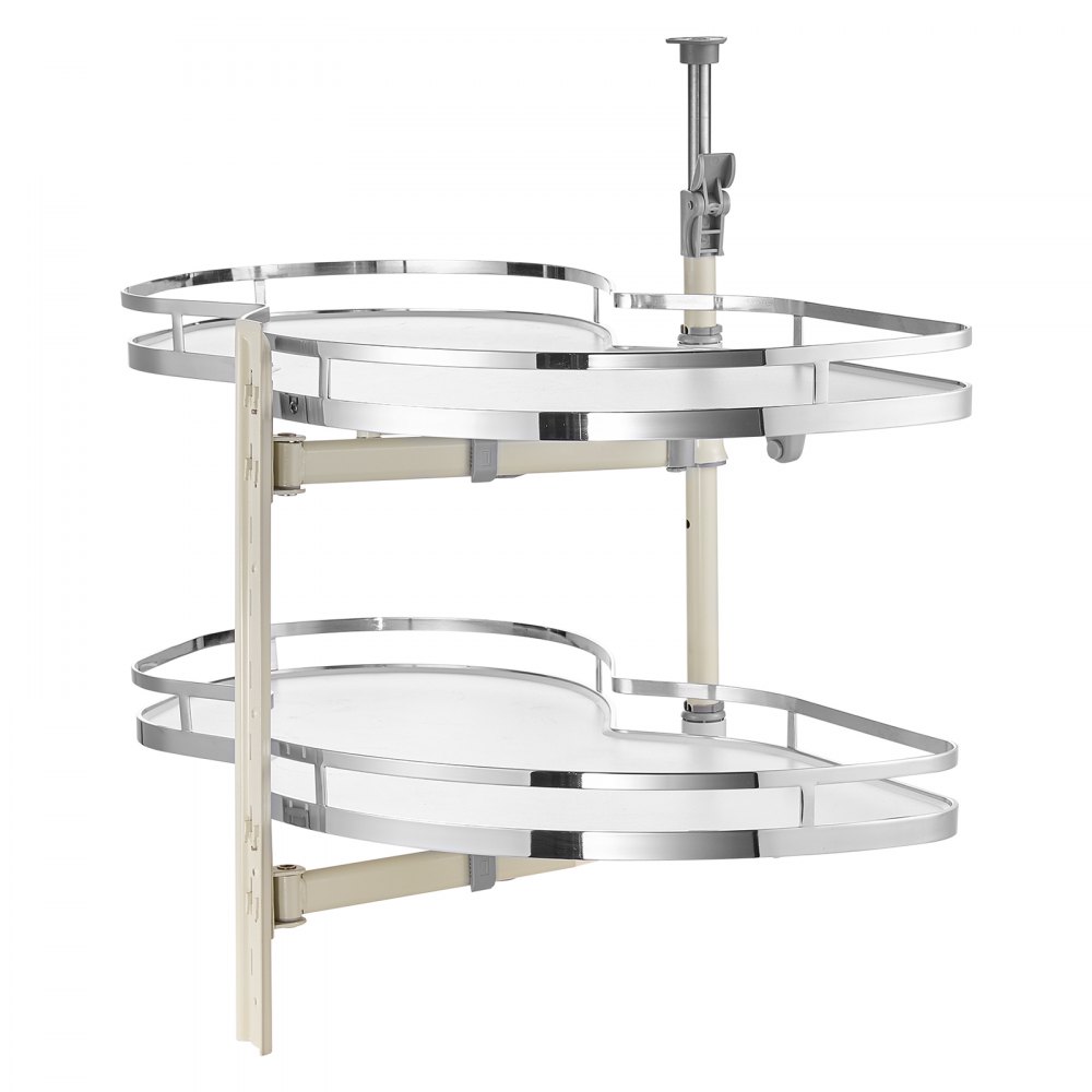 VEVOR Swivel Corner Cabinet Pull-Out Organizer for Wide Roller Shutter Cabinets, 2-Tier Height-Adjustable Swivel Tray, Soft-Closing Kitchen Cloud Roller Shutter Organizer, Open on the Left