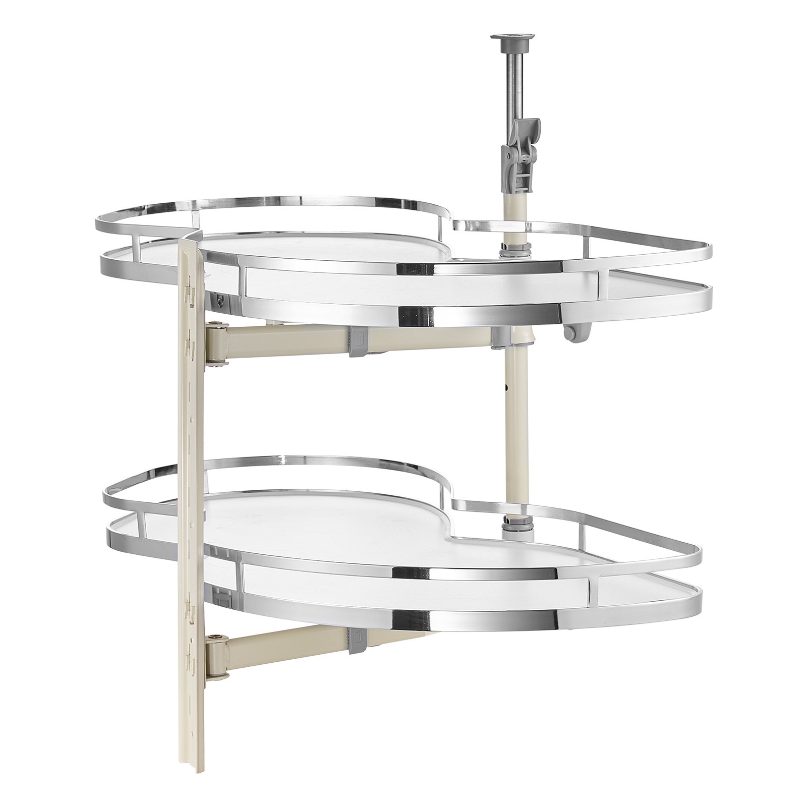 VEVOR Swivel Corner Cabinet Pull-Out Organizer for Wide Roller Shutter Cabinets, 2-Tier Height-Adjustable Swivel Tray, Soft-Closing Kitchen Cloud Roller Shutter Organizer, Open on the Left