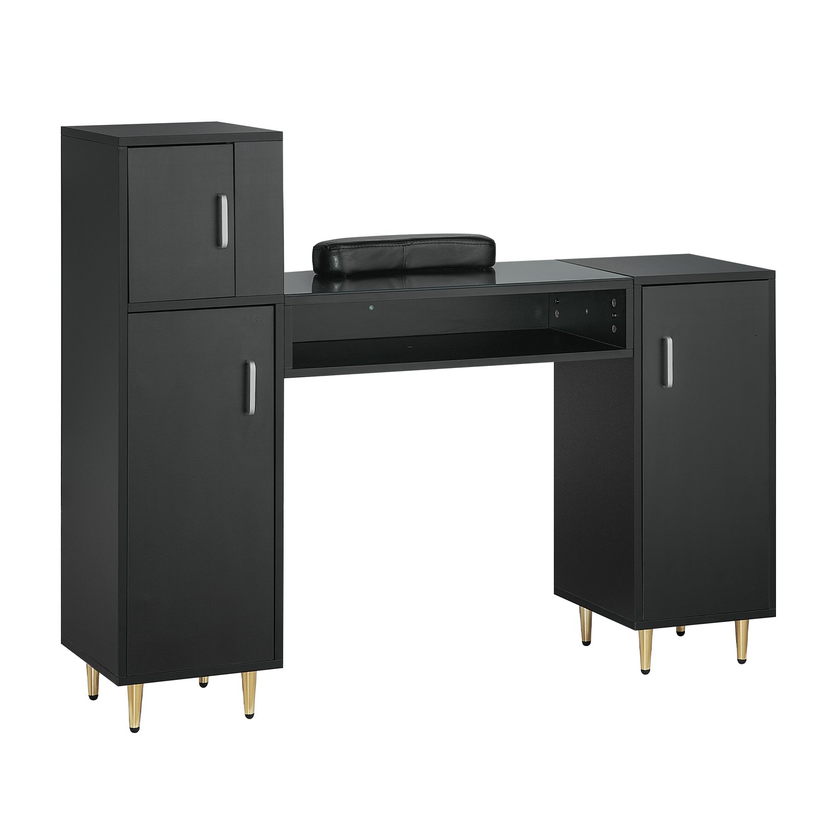 Stół do manicure VEVOR 1355x360x1080mm, biurko do makijażu i pielęgnacji paznokci, z szafkami do przechowywania, stół do manicure odporny na aceton, do salonu spa i urody, z podpórką pod nadgarstki