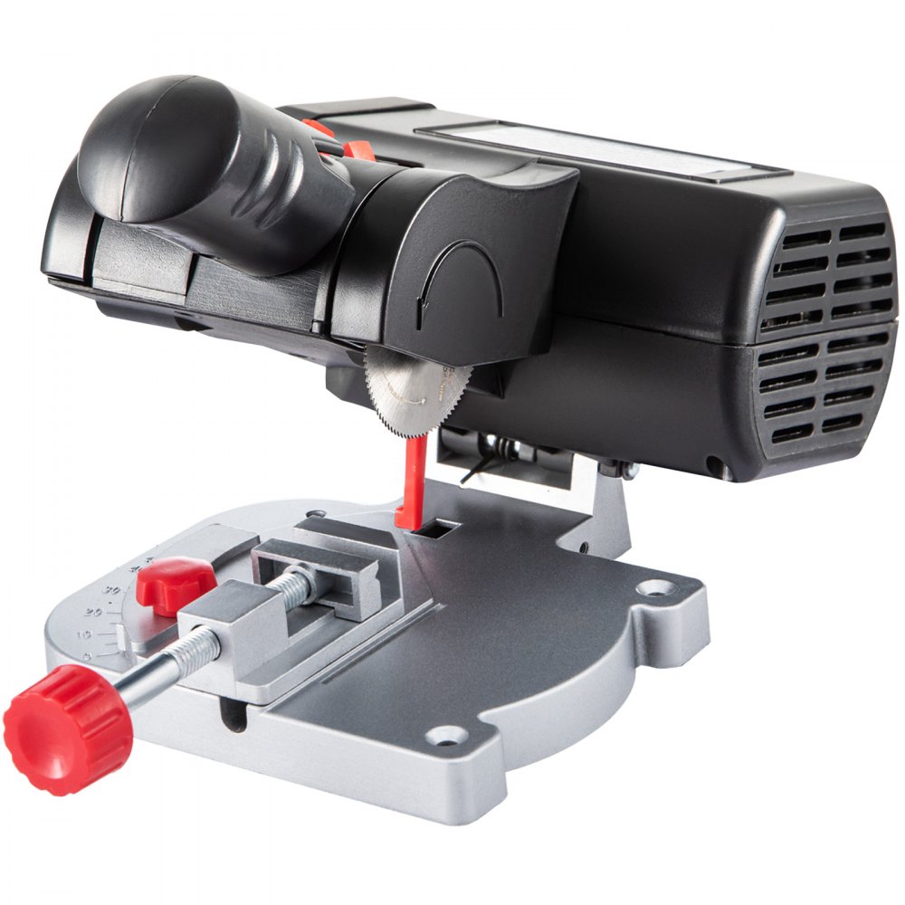 VEVOR Mini piła ukosowa 90 W, w zestawie 3 brzeszczoty: 5 cm i 5,87 cm, 12 / 10 / 4 mm Miniaturowa piła do metalu przenośna, 7800 obr./min Piła ukosowa 0-45° regulowana, do drewna, cynku, aluminium itp.