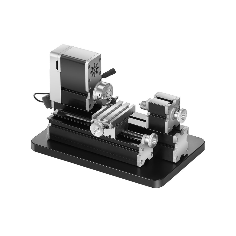 VEVOR Mini tokarka do metalu 70x130 mm, frezarka 20 000 obr./min, silnik o dużej mocy 36 W, uchwyt 3-szczękowy, dydaktyczna tokarka do metalu z osłoną do obróbki precyzyjnych części