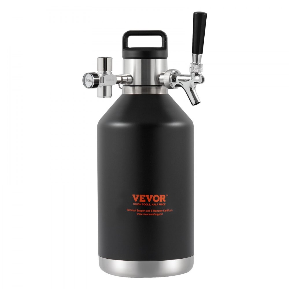 VEVOR Beer Tap System Mini Beer Keg Urządzenie do warzenia piwa 4 l, przenośny zestaw beczek ciśnieniowych, dwuwarstwowy system growler ze stali nierdzewnej, regulowany kran 27 ℃, piwo lane, domowe warzenie świeże i gazowane