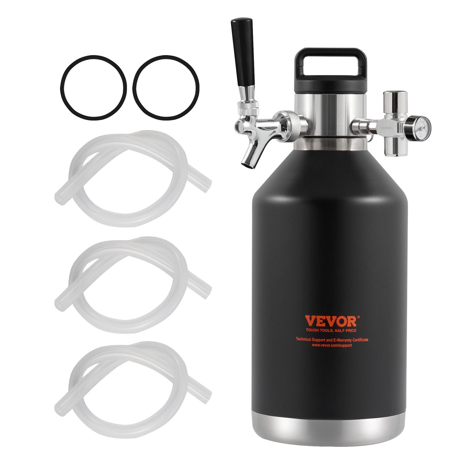 VEVOR Beer Tap System Mini Beer Keg Urządzenie do warzenia piwa 4 l, przenośny zestaw beczek ciśnieniowych, dwuwarstwowy system growler ze stali nierdzewnej, regulowany kran 27 ℃, piwo lane, domowe warzenie świeże i gazowane