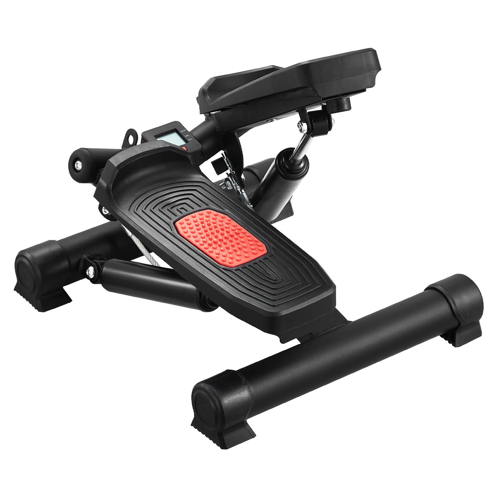 VEVOR Mini Stepper Treningowy, Hydrauliczny Steper Fitness Twist z Taśmami Oporowymi, Maszyna do Ćwiczeń Całego Ciała, Schodołaz z Monitorem LCD, Nośność 150 kg, Czarny