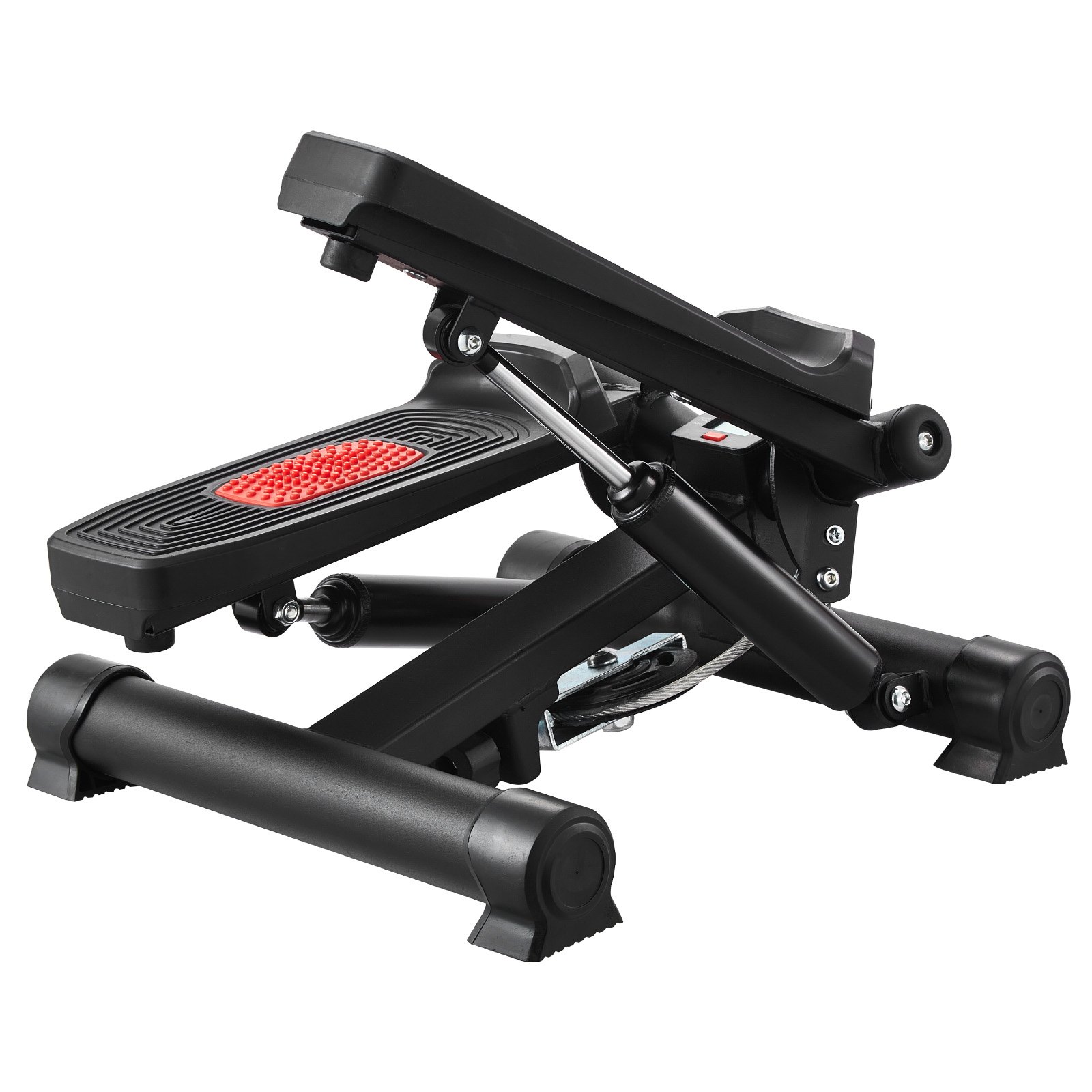 VEVOR Mini Stepper Treningowy, Hydrauliczny Steper Fitness Twist z Taśmami Oporowymi, Maszyna do Ćwiczeń Całego Ciała, Schodołaz z Monitorem LCD, Nośność 150 kg, Czarny