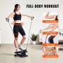 VEVOR Stepper, Mini Stepper, Hydrauliczny Stepper Fitness z Taśmami Oporowymi, Maszyna do Ćwiczeń Kardio Całego Ciała, Schodołaz z Monitorem LCD, Nośność 150 kg, Czarny, 180-293 mm