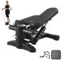 VEVOR Stepper, Mini Stepper, Hydrauliczny Stepper Fitness z Taśmami Oporowymi, Maszyna do Ćwiczeń Kardio Całego Ciała, Schodołaz z Monitorem LCD, Nośność 150 kg, Czarny, 180-293 mm