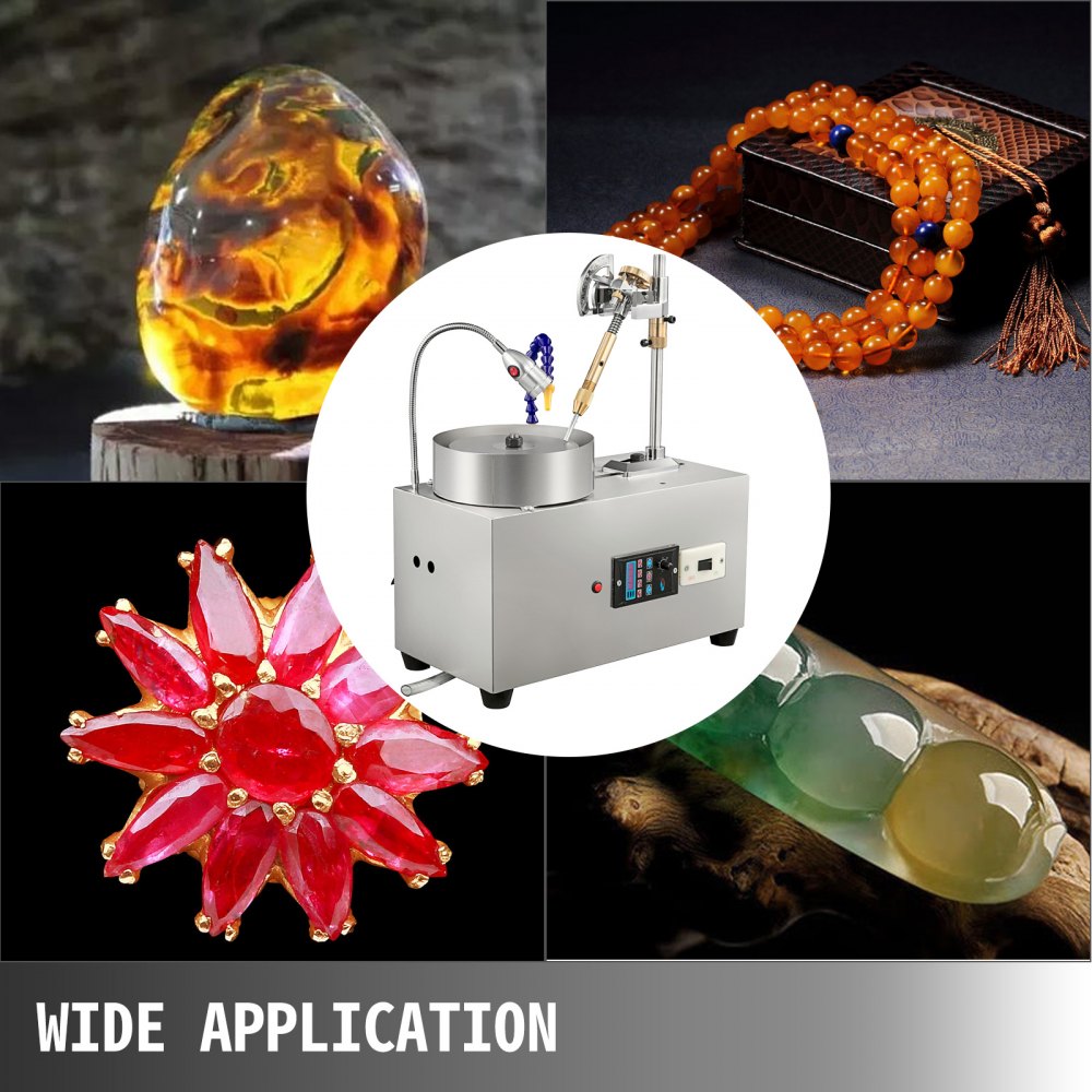 VEVOR Gem Faceting Machine 6-calowa Polerka do Biżuterii Polerka do Kamieni Maszyna do Cięcia Klejnotów Lapidarna Szlifierka Maszyna do Polerowania Sprzęt Lapidarny z Pompą Wodną Mechaniczny Uchwyt