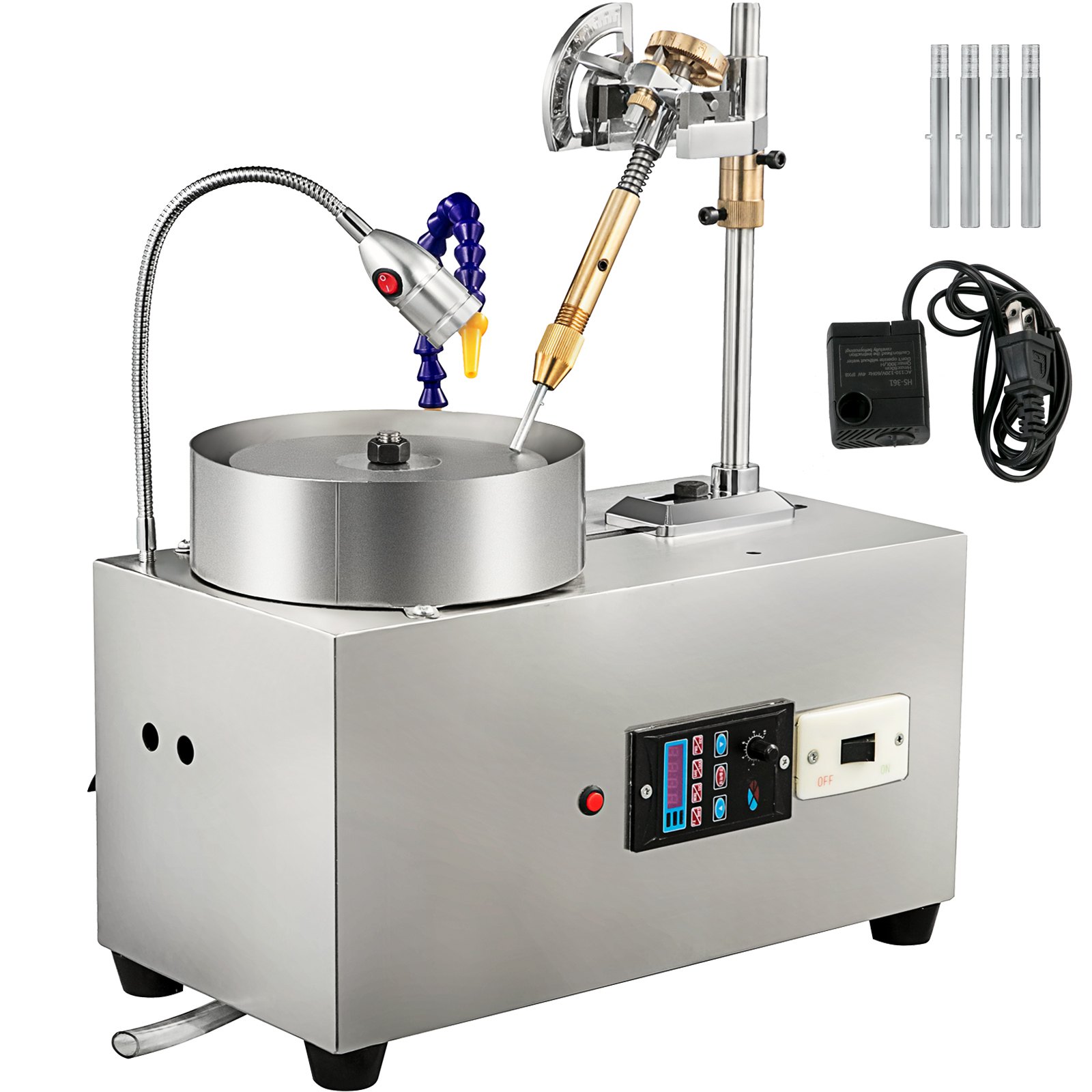 VEVOR Gem Faceting Machine 6-calowa Polerka do Biżuterii Polerka do Kamieni Maszyna do Cięcia Klejnotów Lapidarna Szlifierka Maszyna do Polerowania Sprzęt Lapidarny z Pompą Wodną Mechaniczny Uchwyt