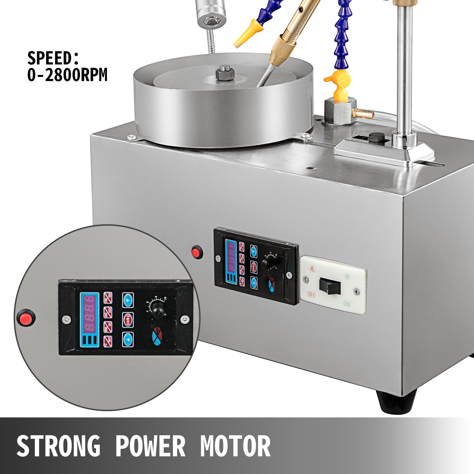 VEVOR Gem Faceting Machine 6-calowa Polerka do Biżuterii Polerka do Kamieni Maszyna do Cięcia Klejnotów Lapidarna Szlifierka Maszyna do Polerowania Sprzęt Lapidarny z Pompą Wodną Mechaniczny Uchwyt