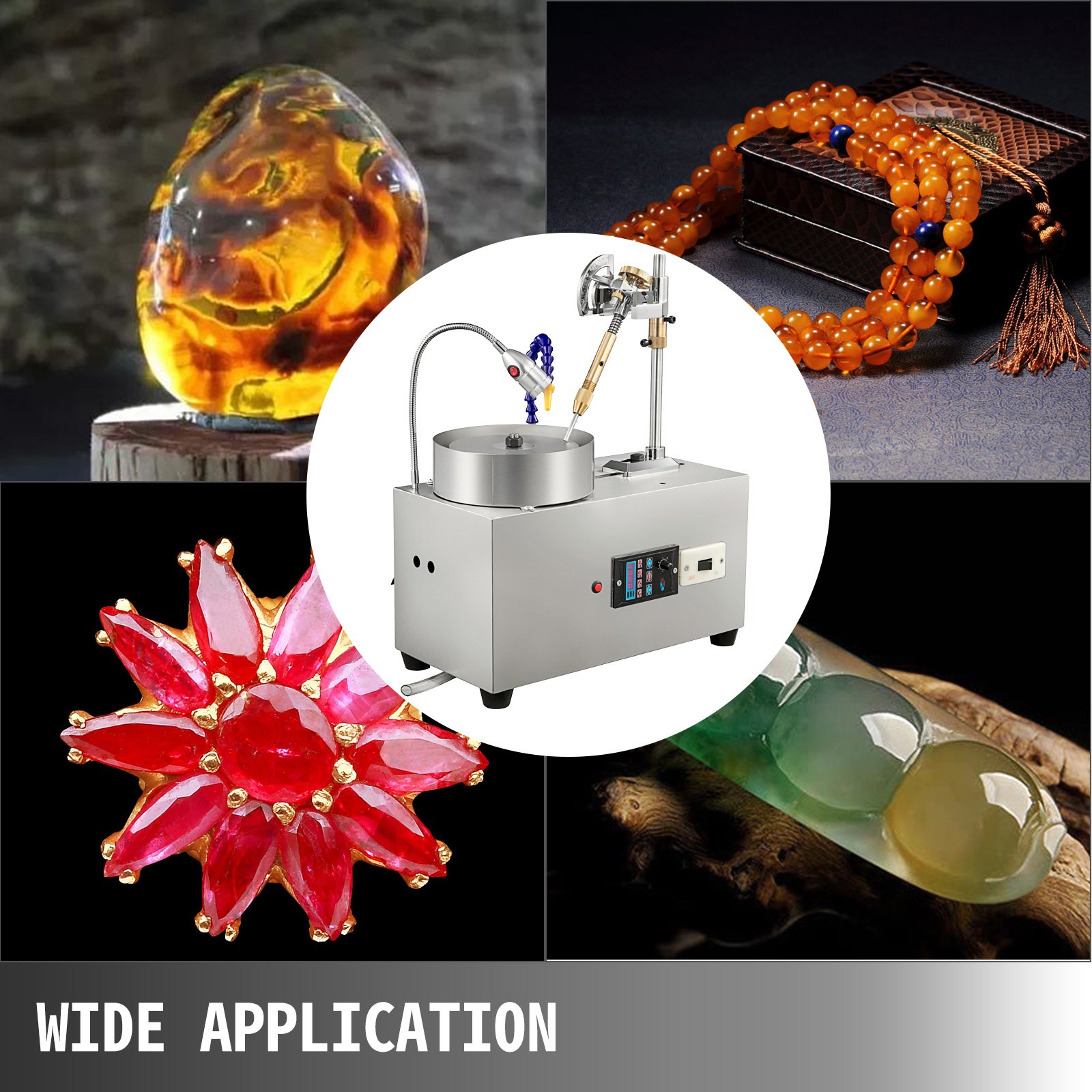 VEVOR Gem Faceting Machine 6-calowa Polerka do Biżuterii Polerka do Kamieni Maszyna do Cięcia Klejnotów Lapidarna Szlifierka Maszyna do Polerowania Sprzęt Lapidarny z Pompą Wodną Mechaniczny Uchwyt